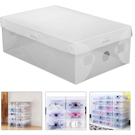 20 cajas para zapatos, apilables, plegable, de plástico transparente, Organizador de zapatos, 28 cm x 18 cm x 10 cm (1/5)