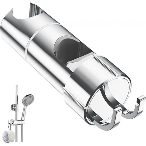 YMYNY Verstellbarer Brausehalter mit 2 Haken für 20,5–23,5 mm Duschköpfe, universeller Duschkopfhalter für 18–25 mm Stange, verchromte Handbrausenhalterung (1/5)