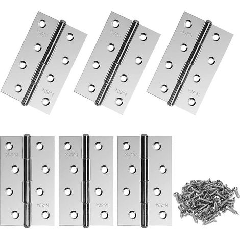 Cerniere in acciaio inox a 8 fori, 6 x 4 pollici (88x55), con cuscinetti rinforzati, per mobili, porte, finestre, ecc. (1/5)