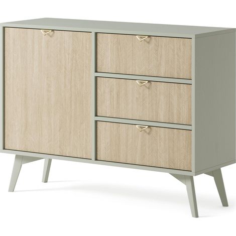 Cassettiera: Eucalipto / Spina di pesce scandi, gambe in legno, 106 x 80 x 38 cm (1/5)
