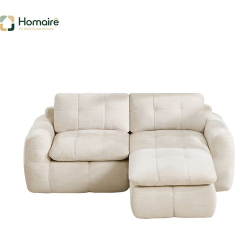 Canapé modulable en chenille beige avec accoudoirs 194 x 160 x 68 cm HOMAIRE (1/5)