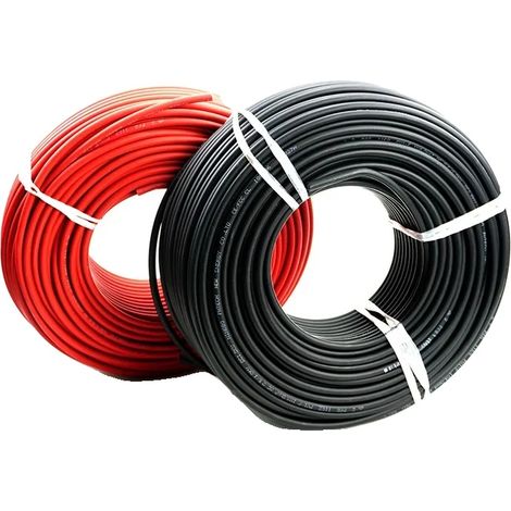 Câble Solaire, Conducteur en Cuivre Étainé, Design Flexible, ROUGE ET NOIR, 10 AWG-6mm2, 50m (1/2)