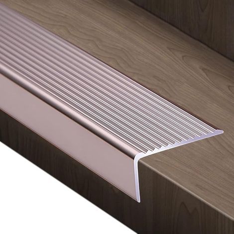 1x Profilo per bordo scala, in alluminio, antiscivolo, 90 cm, larghezza 30–100 mm, per scale interne ed esterne (1/5)