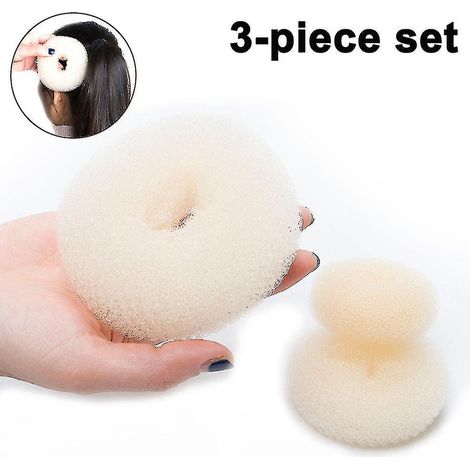 Lot de 3 anneaux à chignon blancs pour femmes, en forme de donut. (1/5)