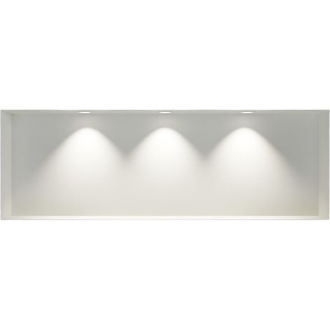 Bernstein – Niche murale douche acier inox 30x90x10cm – 3 spots LED étagère encastrable – Protection antirouille et imperméable - NT309010X