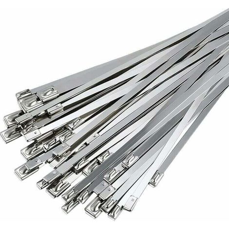 50 Pièces de Colliers de Serrage Inox - 300mm×4,6mm - Attache Câblées Acier Inoxydable - Pour Enroulement D'échappement - Câbles Groupés - Entretenir les Clôtures et les Auvents-Crezuo