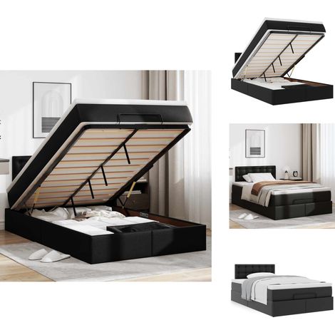 Cadre de lit ottoman avec matelas noir 120x200 cm similicuir - Cadre De Lit Ottoman - Cadres De Lit Ottoman - Cadre De Lit - Cadre De Lit Avec Rangement (1/5)