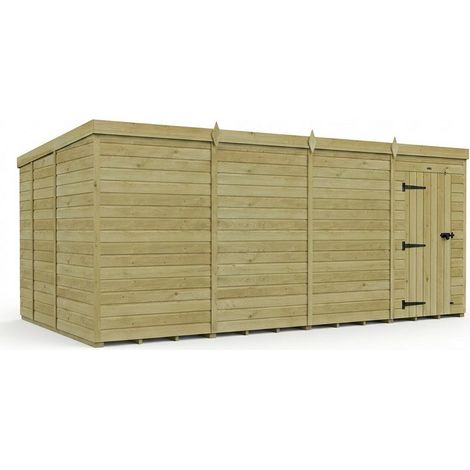 16ft x 9ft Pent Garden Shed Single Door No Windows - Pressure Treated Timber - L488 x W274 x H210 cm - Natural