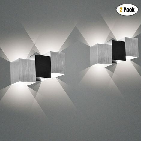 Lot de 2 Appliques Murales LED 6W Applique Intérieur Up Down Design Moderne Lampe de Mur en Aluminium pour Salon, Chambre, Couloir - 6000K Lumière Blanc Froide BLOW (1/4)