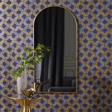 Miroir voute en métal doré 120 x 60 cm Hari (1/5)