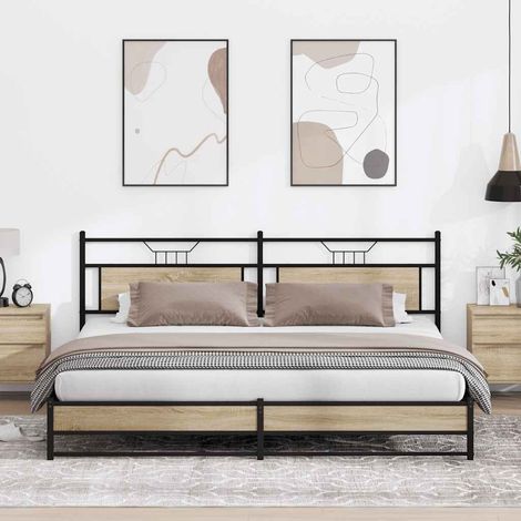 Cadre de lit en métal sans matelas-Structure de lit chêne sonoma 193x203 cm 394839 (1/5)