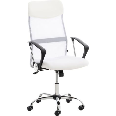 CLP – Chaise de bureau Washington – Rembourrage en maille respirante – Réglable 47-55 cm – Cadre en métal chromé – Accoudoirs confortables (1/5)
