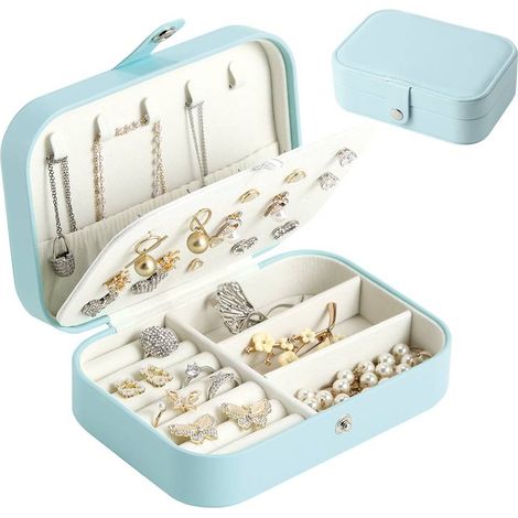 Boîte à bijoux élégante et sécurisée pour boucles d'oreilles, bracelets, colliers et bagues – idéale pour les voyages et le rangement