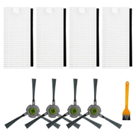 [JAMAIS UTILISÉ]Lot de 8 brosses latérales pour aspirateur robot Lefant U180 M210 Pro M201 L3, 4 brosses latérales, 4 filtres HEPA, 1 brosse de nettoyage (1/4)