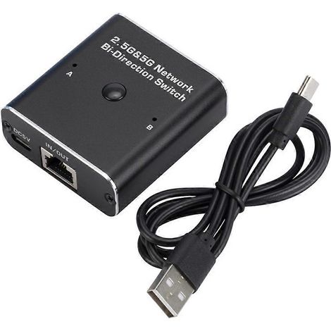 1. Câble réseau commutateur/répartiteur Ethernet Gigabit RJ45 à 2 ports, commutateur réseau USB-C, adapté aux ordinateurs portables, boîtiers TV, routeurs, etc., 2 entrées et 1 sortie. (1/4)