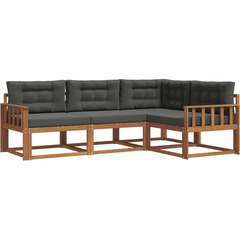 Set di divani da esterno con cuscino 4 pz Salotto da Giardino Naturale e Antracite (1/5)