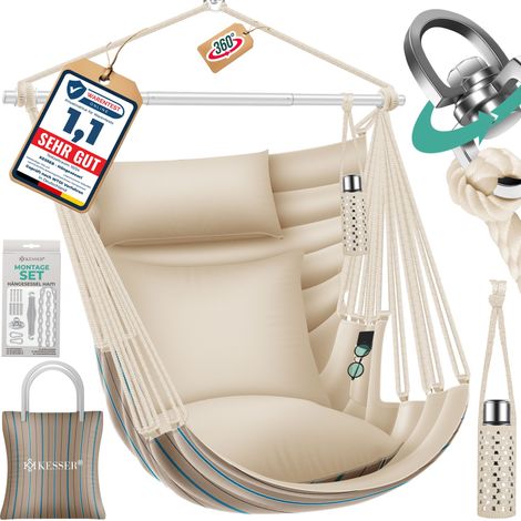 KESSER® fauteuil suspendu Haiti, 150 kg, 360° - cappuccino (1/5)