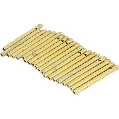 20 forets électriques manuels pour braser, 6 mm, couleur or, pour verre, carrelage céramique et granit (1/5)
