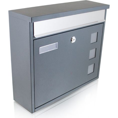 Design Briefkasten Grau Wandbriefkasten Mailbox Postkasten Wandbriefkasten grau (1/6)