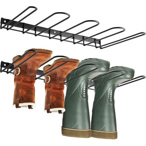 2-teiliges, wandmontiertes Schuhregal aus Metall, Aufbewahrung für Stiefel und Schuhe, ideal für Eingangsbereich, Ankleidezimmer oder Garage (1/5)