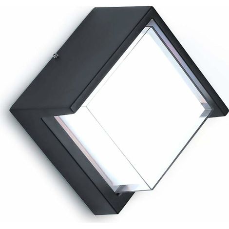 Applique murale d'extérieur LED 12 W Forme carrée Boîtier en aluminium Étanche IP65 Pour l'intérieur et l'extérieur Lumière blanche chaude (3000 K) [Classe énergétique A+] (1/5)
