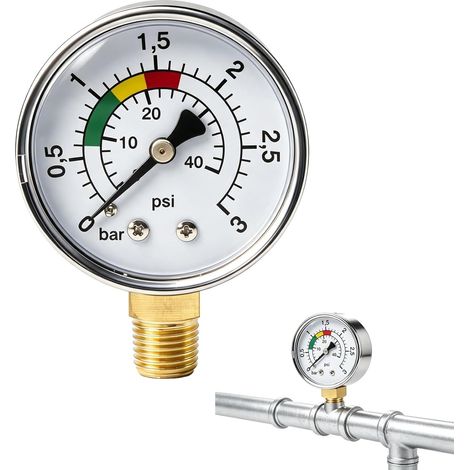 Pool Filter Pressure Gauge,Pressure Gauge for WaterPressure Gauge,0-3bar Water Manometer,Swimming Pool Manometer,Double Scale Manometer,Swimming Pool Pump Manometer,Water Pressure Gauge 0-3 Bar (1/5)