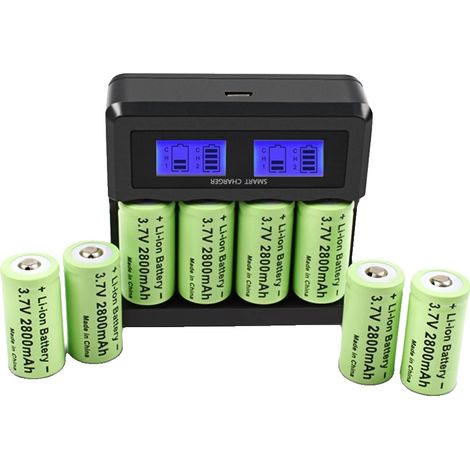 Batería recargable, capacidad de 2800 mAh, compatibilidad con múltiples dispositivos, juego de 8 piezas con cargador. (1/2)