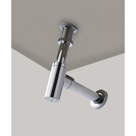 Design Siphon zylindrisch mit Ablaufgarnitur ohne Überlauf - Chrom (1/4)