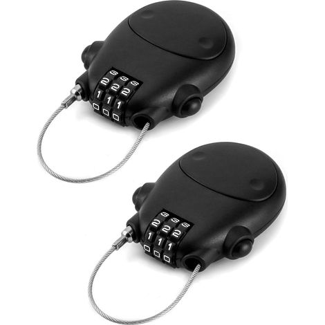 2-Piece Set 3-Digit Combination Lock, Bicycle Cable Lock, with 77cm Retractable Cable for Bicycle, Scooter, Motorcycle and Stroller (1/5)