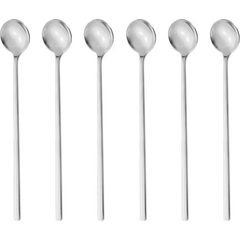 Cuillère À Café - Manche Long - Pour Thé Glacé Et Cocktails - Acier Inoxydable - Lot De 6 (1/5)