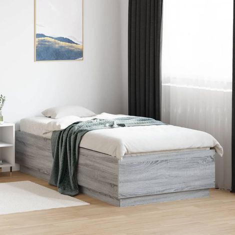 Estructura cama con luces LED madera gris Sonoma 100x200 cm (1/5)