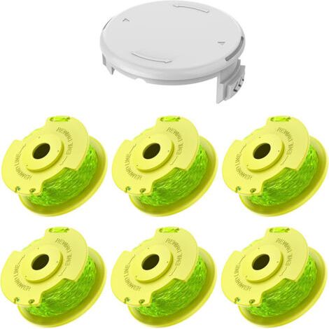 7 Pack Bobine Fil Coupe Bordure remplacements pour Ryobi One + AC14RL3A 18v 24v 40v Coupe Bordures, Bobine Ø 2mm, Longueur 3,3m (6 Fil Coupe Bordure,1 Couvercle) (1/4)