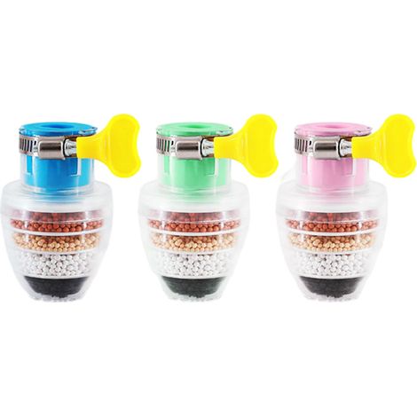 Robinet à charbon actif, robinet cylindrique avec filtre nettoyant à 6 couches, filtre de robinet à interface universelle améliorée (3, multicolore) (1/5)