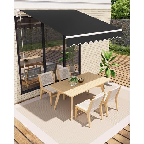 Store Banne Manuel à Bras Articulé 400x250 cm, Auvent de Terrasse Balcon avec Manivelle, Inclinable, Anti-UV Imperméable,NOIR (1/5)