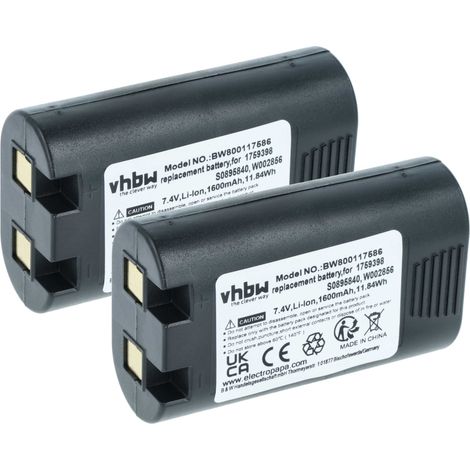 vhbw 2x Battery Replacement for 3M PL-200-BAT for Printer Copier Scanner Label Maker (1600 mAh, 7.4 V, Li-Ion) (1/4)
