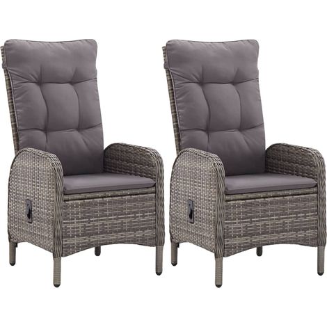Lot de 2 Chaises de jardin - Chaise d'extérieur pour terrasse/jardin Résine tressée Gris BV336280 - BonneVie (1/5)