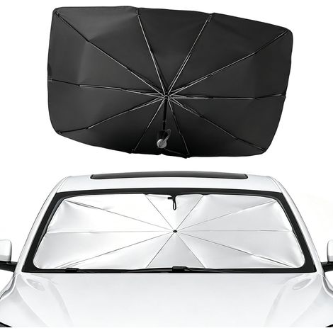 Parasole per parabrezza anteriore per auto, protezione UV per ombrello pieghevole Ombrello parasole coibentato per auto con custodia compatibile con SUV, camion, la maggior parte dei modelli, 137×75 c (1/5)
