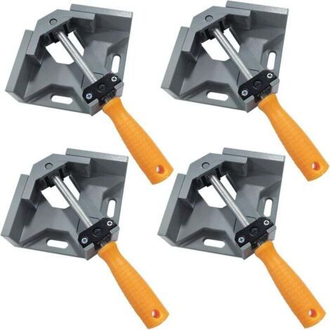 2 Pcs Serre Joint Angle 90 °, Etau D'angle Alliage d'Aluminium, Pince de Soudage d'angle avec Mâchoire Pivotante Réglable, pour Outils Menuisier, Soudage de Charpentier Gris