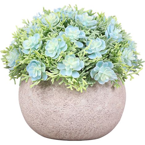 Plante Artificielle Miniature - Décoration Intérieure En Plastique - Pour Cuisine Salon Bureau - Pot Gris Inclus - Lot De 1 (1/5)