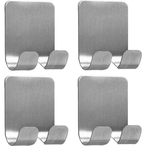 Gancho Adhesivo De Acero Inoxidable - 4 Unidades - Para Llaves, Robes, Toallas, Armarios, Puertas Y Cocina (1/5)