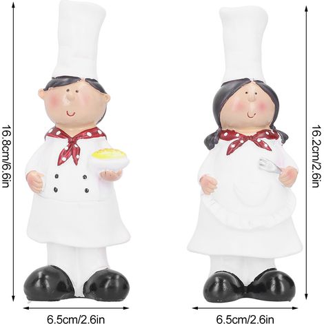 Figurine Couple Chef en Résine pour Décoration Cuisine et Bar - Idée Cadeau Pâtisserie (1/5)
