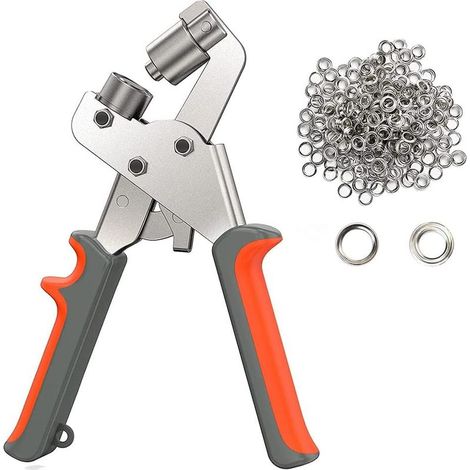 Eyelet Tool Kit, Eyelet Press Pliers, Portable Punching Kit, Portable Eyelet Machine with 100 Eyelets Set (1/5)