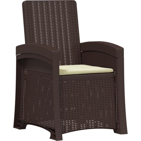 Reclining Garden Chair Rattan Look Brown and Cream PP vidaXL