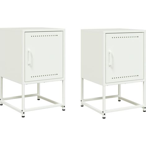 Maison Exclusive - Nachttische 2 Stk. Weiß 36x39x60,5 cm Stahl