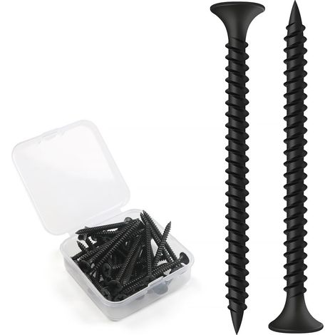 Vis Placo à Fixation Rapide M3.5 x 60 mm, 50 Pièces Vis Phosphatées Pour Plaque de Plâtre Sur Profilé en Acier Pour Cloisons Sèches, Vis Noires Tête en Trompette Pour Cloisons Sèches (1/5)