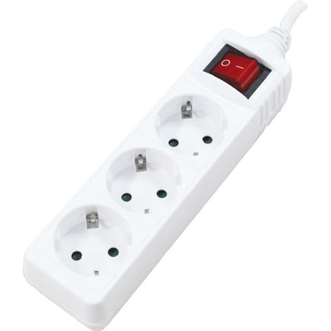 Base de 3 Prises avec Protection, câble de 1,5 m, idéal pour la sécurité électrique et connexions variées.