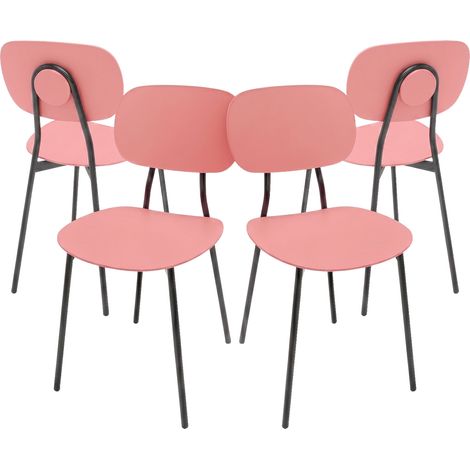 Frankystar – Lot de 4 chaises en métal et polypropylène – Style moderne – Dossier élégant – Hauteur d'assise 47cm – Empilables (1/5)