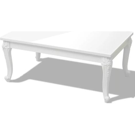 Table basse rectangulaire bois blanc laqué et pieds plastique Mento L 100 (1/5)