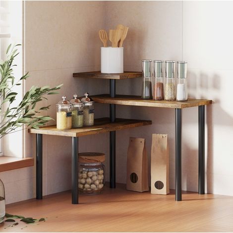 MEUBLIV Scaffale da cucina girevole a 3 livelli marrone rustico 40 x 18 x 36,5 cm (1/5)