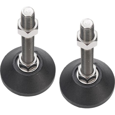 2 Pcs Pieds de Nivellement M16 Réglage Hauteur 100mm Base Ronde 80mm Antidérapant pour Établi Étagère Meuble (1/5)